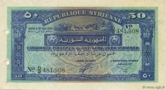 Syria 50 Piastres, 1942 obverse