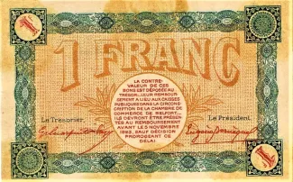Territoire de Belfort, Department of 1 Franc, 1918 reverse