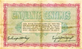 Territoire de Belfort, Department of 50 Centimes, 1915 reverse