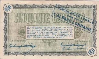Territoire de Belfort, Department of 50 Centimes, 1917-1918 reverse