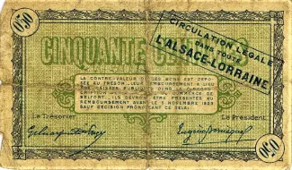 Territoire de Belfort, Department of 50 Centimes, 1918 reverse