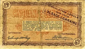 Territoire de Belfort, Department of 50 Centimes, 1918 reverse