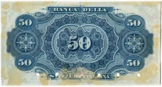 Ticino 50 Francs, 1880-1881 reverse
