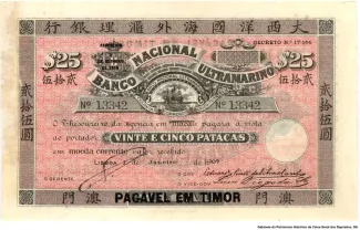 Timor-Leste 25 Patacas, 1945 obverse