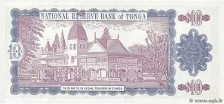 Tonga 10 Pa'anga - Taufa'ahau, 1992-1995 reverse
