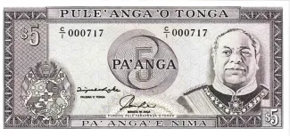 Tonga 5 Pa'anga - Taufa'ahau, 1992 image