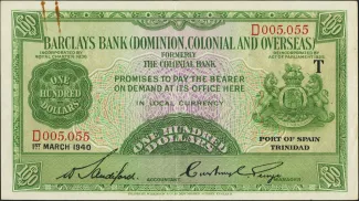 Trinidad and Tobago 100 Dollars, 1940