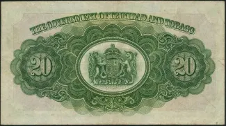 Trinidad and Tobago 20 Dollars, 1943 reverse
