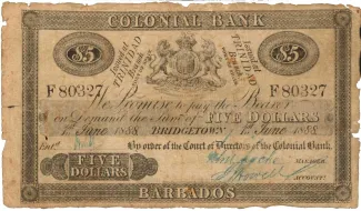 Trinidad and Tobago 5 Dollars, 1888