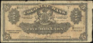 Trinidad and Tobago 5 Dollars, 1918-1920