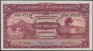 Trinidad and Tobago 5 Dollars, 1935-1942