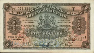 Trinidad and Tobago 5 Dollars, 1936