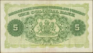 Trinidad and Tobago 5 Dollars, 1936 reverse