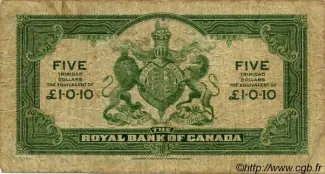 Trinidad and Tobago 5 Dollars, 1938 reverse