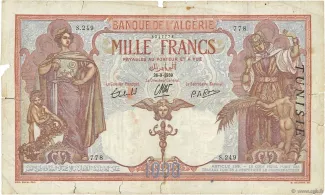 Tunisia 1.000 Francs, 1939 image