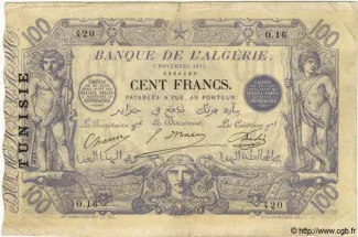 Tunisia 100 Francs, 1911 image