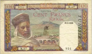 Tunisia 100 Francs, 1942 image