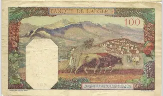Tunisia 100 Francs, 1939-1942 reverse