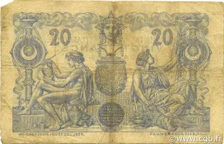 Tunisia 20 Francs, 1908-1942 reverse