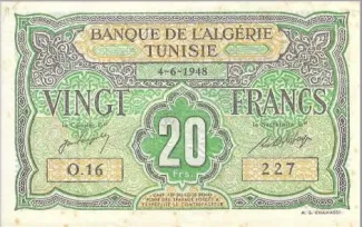 Tunisia 20 Francs, 1948 image
