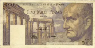 Tunisia 5.000 Francs, 1952 image