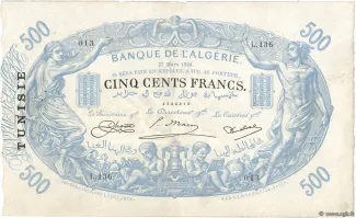 Tunisia 500 Francs, 1924 image
