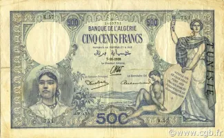 Tunisia 500 Francs, 1942 image