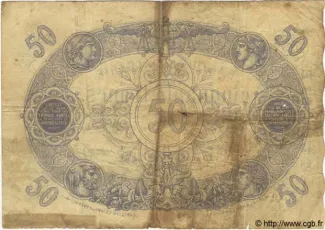 Tunisia 50 Francs, 1904-1908 reverse