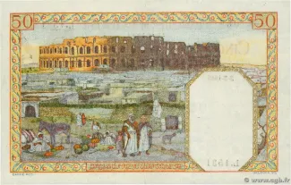 Tunisia 50 Francs, 1942-1945 reverse