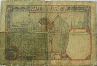 Tunisia 5 Francs, 1925-1942 reverse