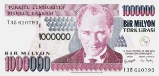 Turkey 1.000.000 Lira, 2002 obverse