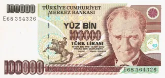 Turkey 100.000 Lira, 1991-1994 obverse