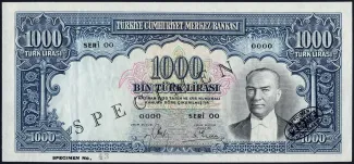 Turkey 1.000 Lira, 1939 obverse
