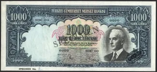 Turkey 1.000 Lira, 1940 obverse