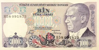 Turkey 1.000 Lira, 1986-1988 obverse