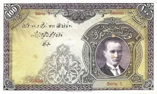 Turkey 100 Lira, 1927 obverse