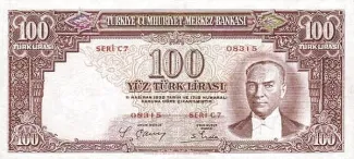 Turkey 100 Lira, 1938 obverse