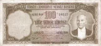 Turkey 100 Lira, 1952 obverse