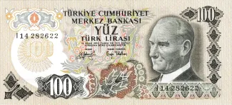 Turkey 100 Lira, 1972-1983 obverse
