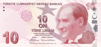 Turkey 10 Lira, 2009-2025 obverse