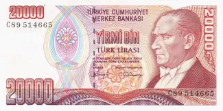 Turkey 20.000 Lira, 1995 obverse