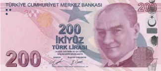 Turkey 200 Lira, 2009-2025 obverse
