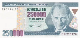 Turkey 250.000 Lira, 1992-1998 obverse