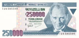 Turkey 250.000 Lira, 1998-2001 obverse