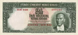 Turkey 2 Lira, 1939 obverse