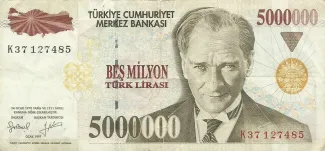 Turkey 5.000.000 Lira, 1997 obverse