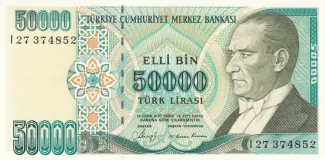 Turkey 50.000 Lira, 1989 obverse