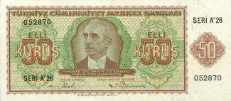 Turkey 50 Kuruş, 1944 obverse