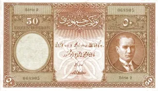 Turkey 50 Lira, 1927 obverse