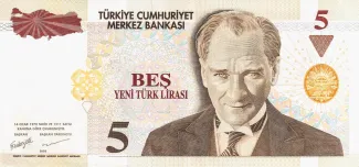 Turkey 5 New, 2005 obverse